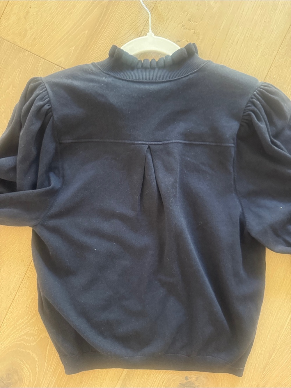 ba&sh SERA Navy Button-Placket Ruffle Sleeve Sweater - Picture 10 of 10